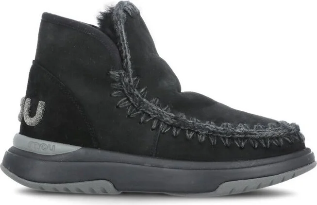 Mou Eskimo Logo-Glitter Whipstitch-Trim Boots