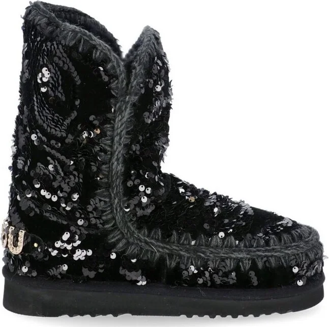 Mou Eskimo Sequin-Embellished Slip-On Boots
