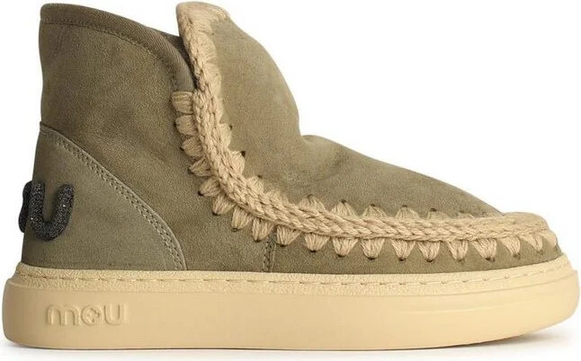 Mou Eskimo Whipstitch-Trim Round-Toe Ankle Boots