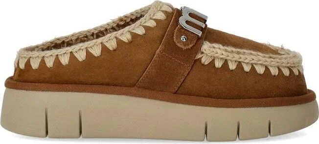 Mou Logo-Lettering Round-Toe Slippers
