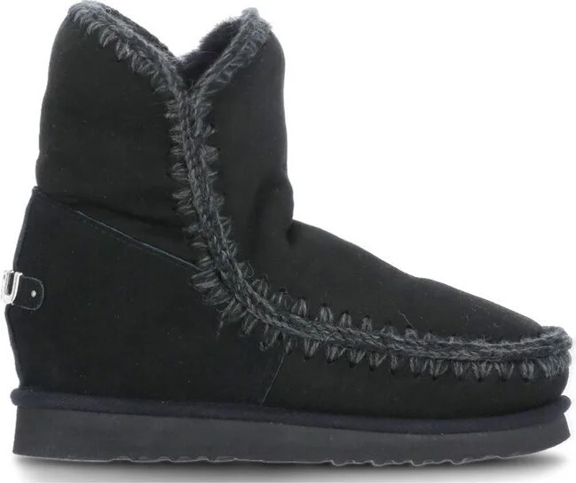 Mou Logo Plaque Stitch-Trim Wedge Boots