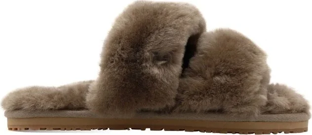 Mou Round Toe Shearling Slides