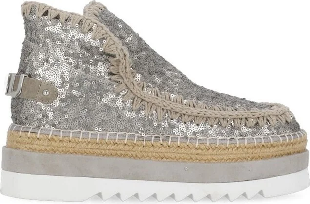 Mou Sequin-Embellished Round Toe Sneakers