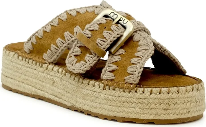 Mou Sw641003a Jute Cognac Suede Sandals - Image 2