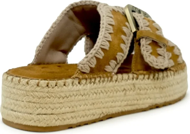 Mou Sw641003a Jute Cognac Suede Sandals - Image 3