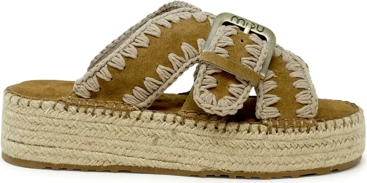 Mou Sw641003a Jute Cognac Suede Sandals