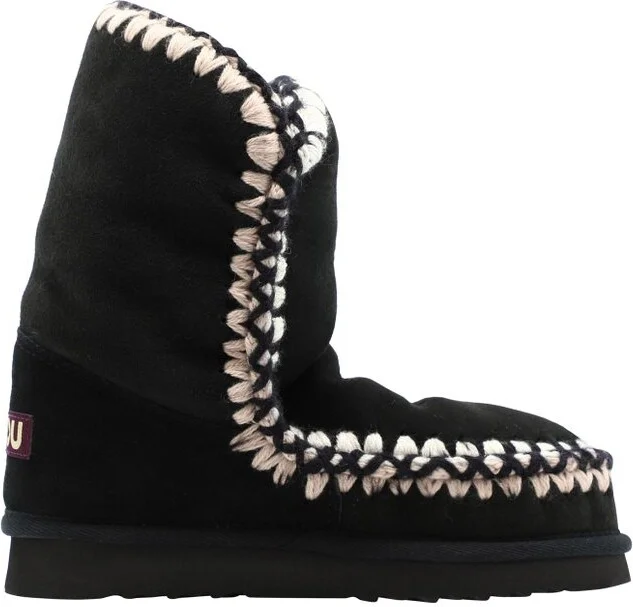 Mou Whipstitch-Detail Logo Patch Boots