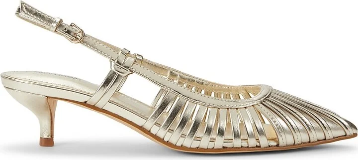 Movella 45MM Caged Metallic Kitten Heel Slingbacks