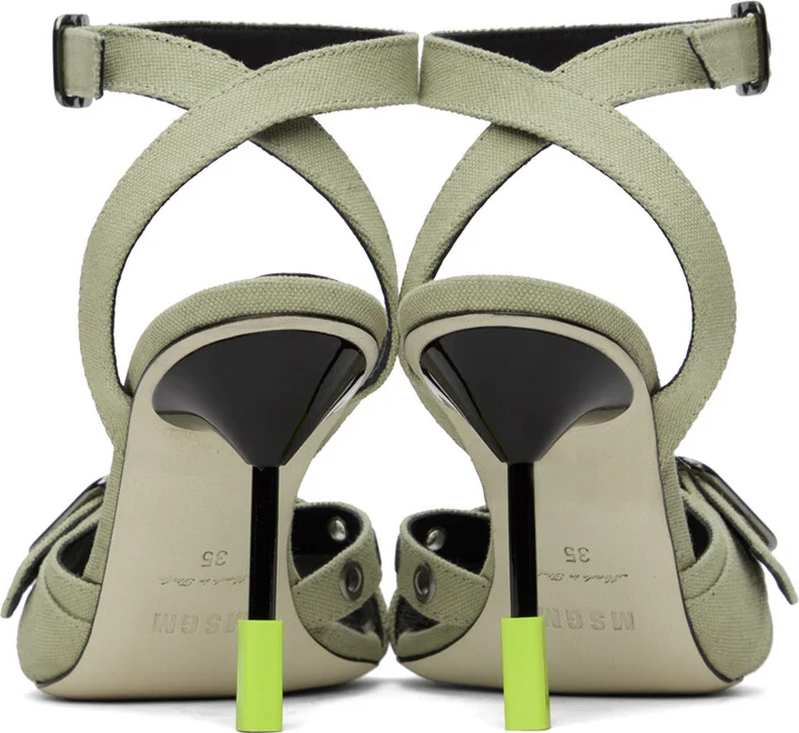 MSGM Beige 'Iconic MSGM' Heeled Sandals - Image 2