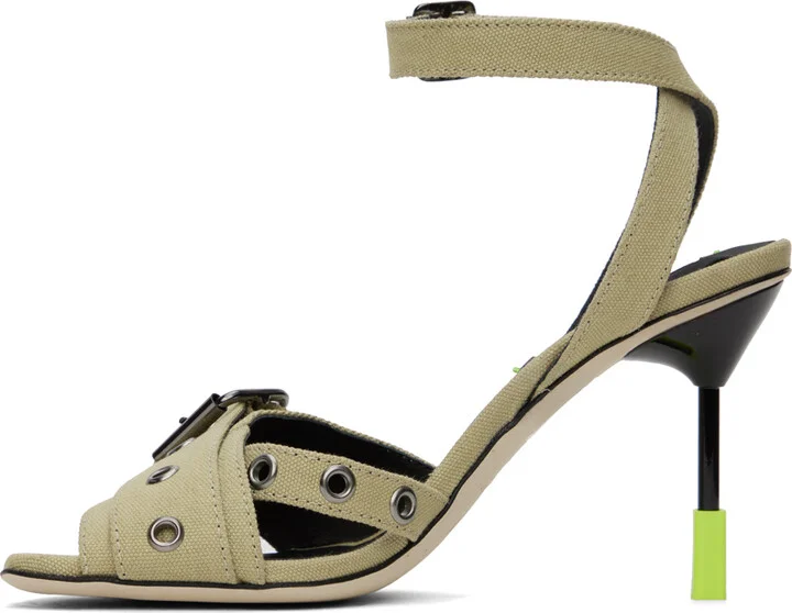 MSGM Beige 'Iconic MSGM' Heeled Sandals - Image 3