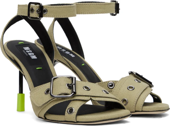 MSGM Beige 'Iconic MSGM' Heeled Sandals - Image 4