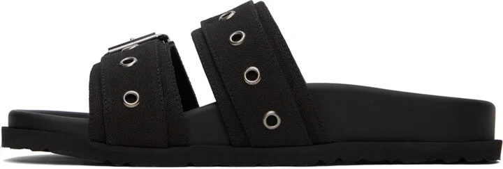 MSGM Black Canvas Sandals - Image 3