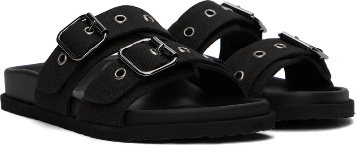MSGM Black Canvas Sandals - Image 4