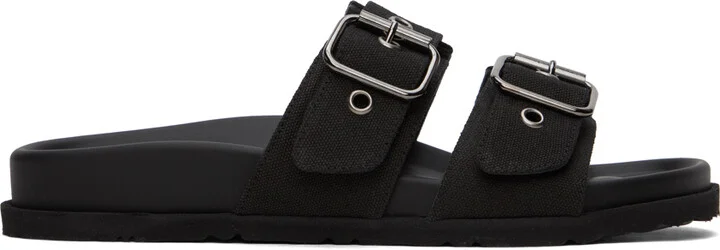 MSGM Black Canvas Sandals