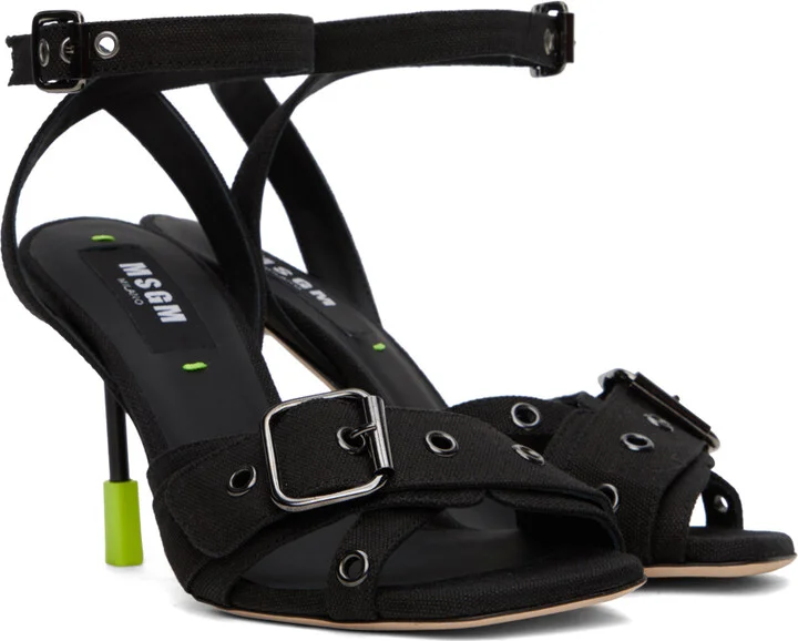 MSGM Black 'Iconic MSGM' Heeled Sandals - Image 4