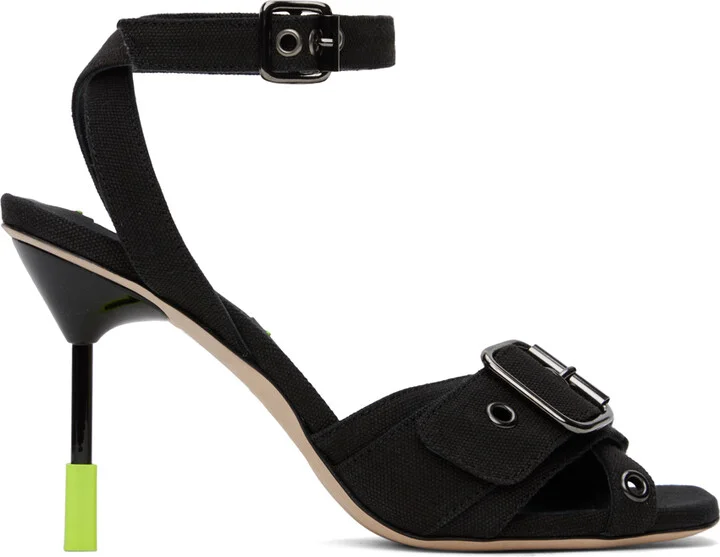 MSGM Black 'Iconic MSGM' Heeled Sandals
