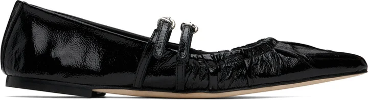 MSGM Black Naplak Ballerina Flats