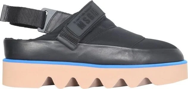 MSGM Logo Embossed Open Back Sandals