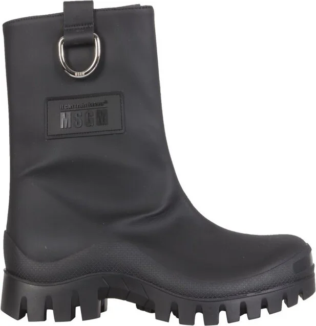 MSGM Logo Embossed Slip-On Ankle Boots