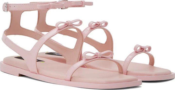 MSGM Pink Bow Flat Sandals - Image 4
