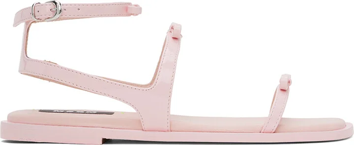 MSGM Pink Bow Flat Sandals