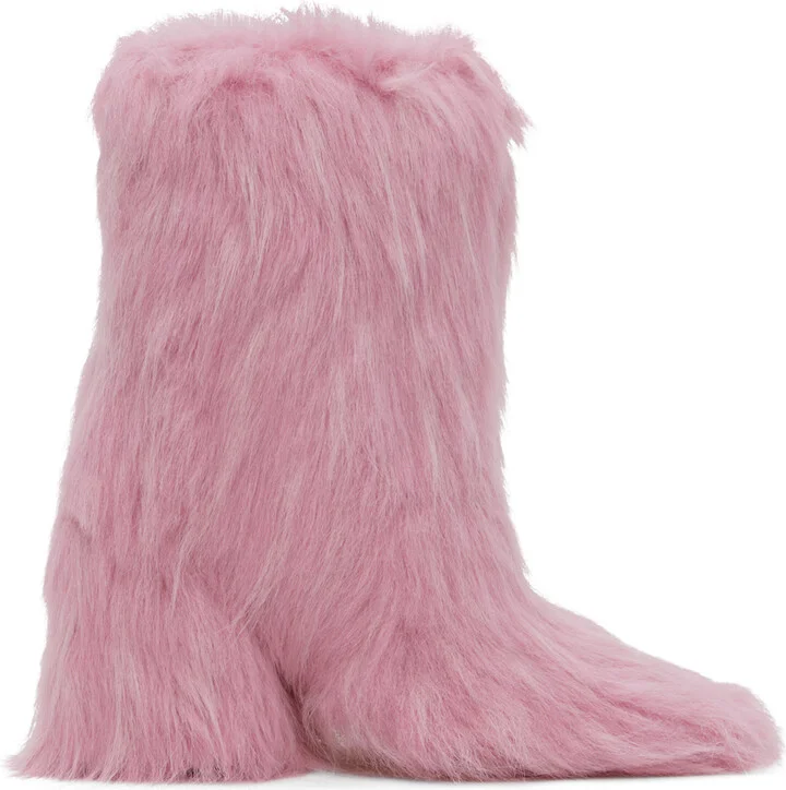 MSGM Pink Furry Boots