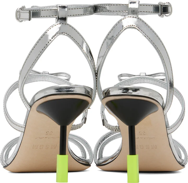 MSGM Silver Bow Heels - Image 2