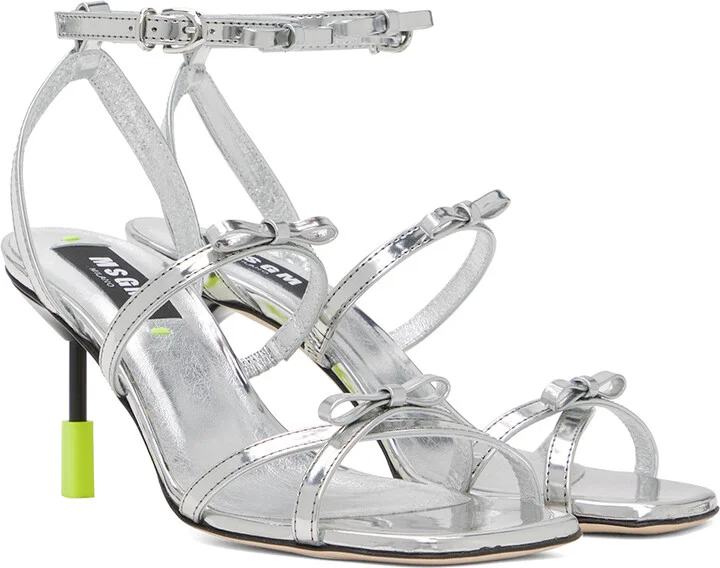 MSGM Silver Bow Heels - Image 4