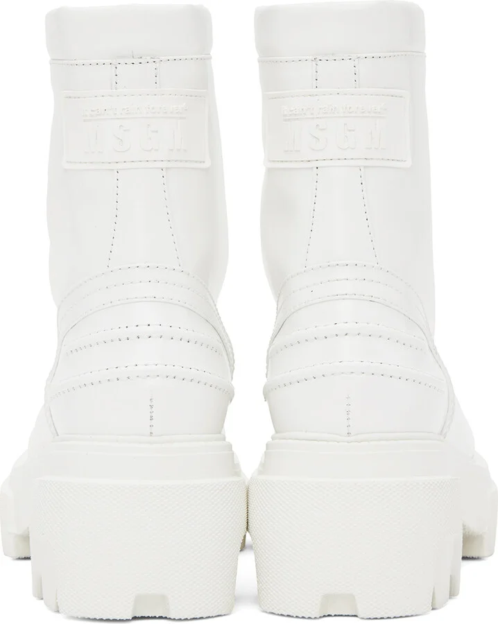 MSGM White Lace-Up Boots - Image 2