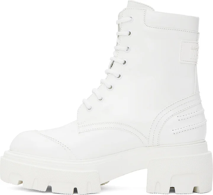 MSGM White Lace-Up Boots - Image 3