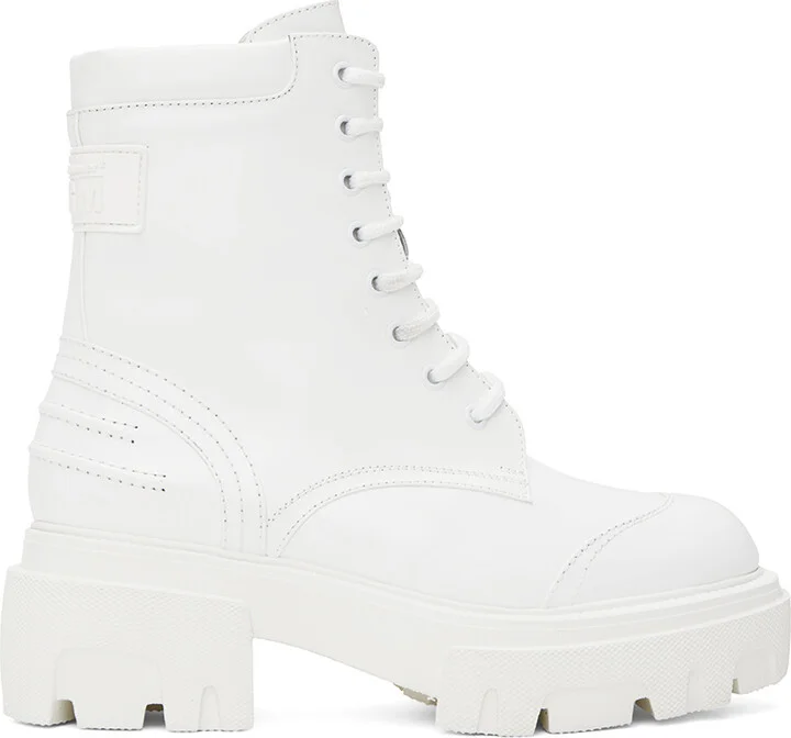 MSGM White Lace-Up Boots
