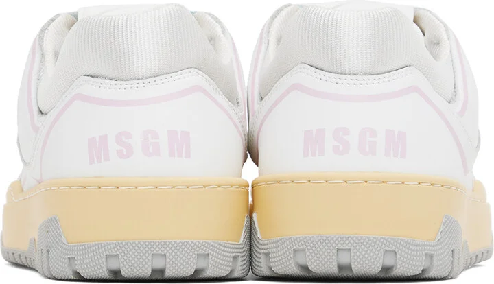 MSGM White & Pink Retro Basketball Sneakers - Image 2
