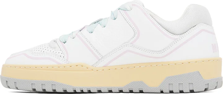 MSGM White & Pink Retro Basketball Sneakers - Image 3