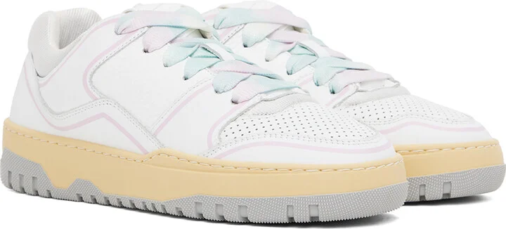 MSGM White & Pink Retro Basketball Sneakers - Image 4