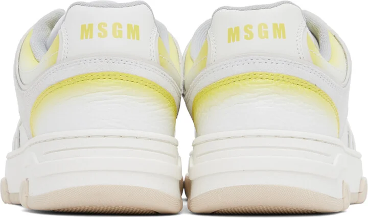 MSGM White & Yellow Scrapa UOMO Sneakers - Image 2