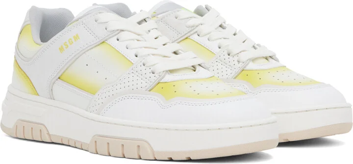 MSGM White & Yellow Scrapa UOMO Sneakers - Image 4