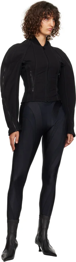 Mugler Black Boned Leather Fang 55 Ankle Boots - Image 5