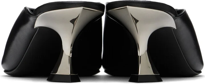 Mugler Black Leather Fang 55 Mules - Image 2