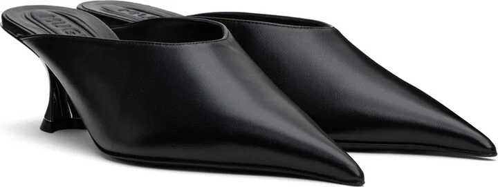 Mugler Black Leather Fang 55 Mules - Image 4