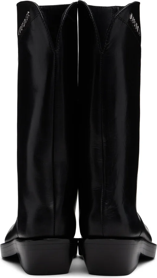 Mugler Black Leather Santiag Boots - Image 2