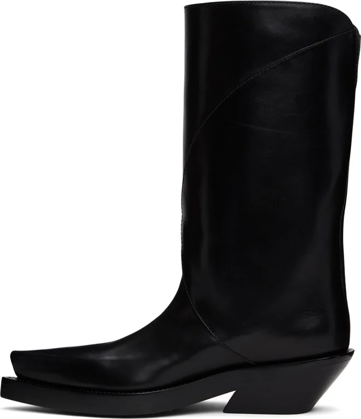 Mugler Black Leather Santiag Boots - Image 3