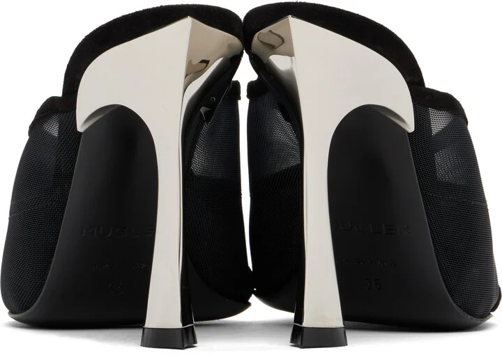 Mugler Black Mesh Fang 95 Mules - Image 2