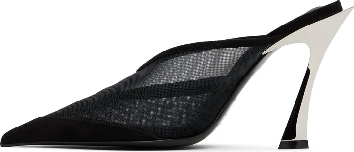 Mugler Black Mesh Fang 95 Mules - Image 3