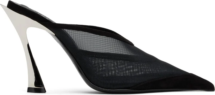 Mugler Black Mesh Fang 95 Mules