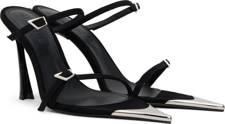 Mugler Black Strappy Fang 95 Heeled Sandals - Image 4