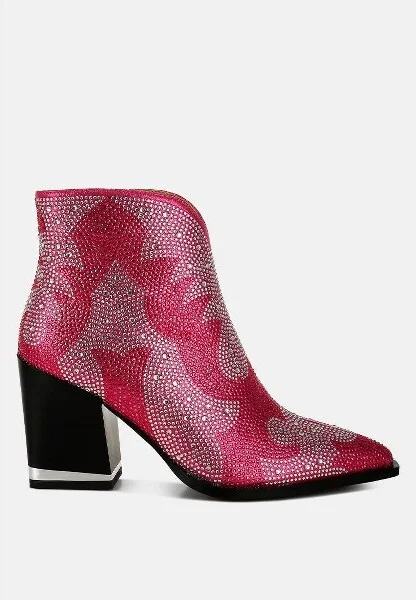 Mugler Rhinestones Embellished Ankle Boots Women