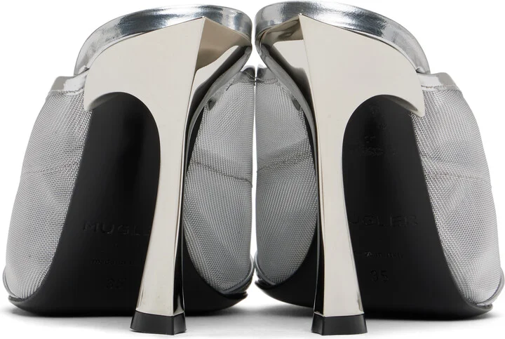 Mugler Silver Mesh Fang 95 Heels - Image 2