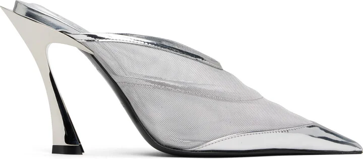 Mugler Silver Mesh Fang 95 Heels