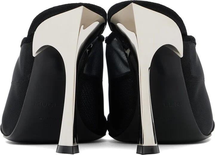 Mugler SSENSE Exclusive Black Mesh Fang 95 Heels - Image 2