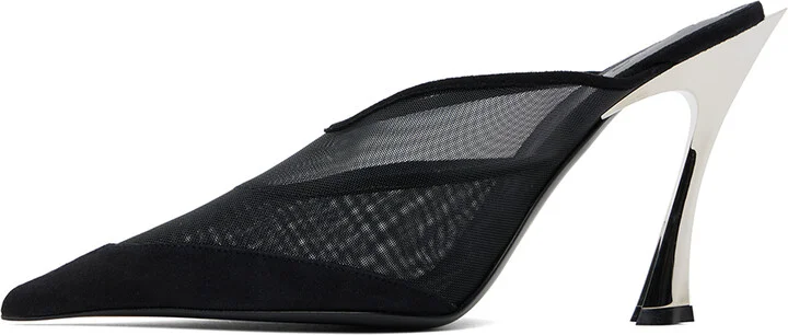 Mugler SSENSE Exclusive Black Mesh Fang 95 Heels - Image 3